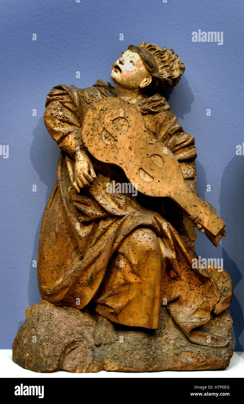 Angels Playing Viola and Lute 1490 sculpture Middle Ages  Oberrhein - Upper Rhine German Germany Stock Photo