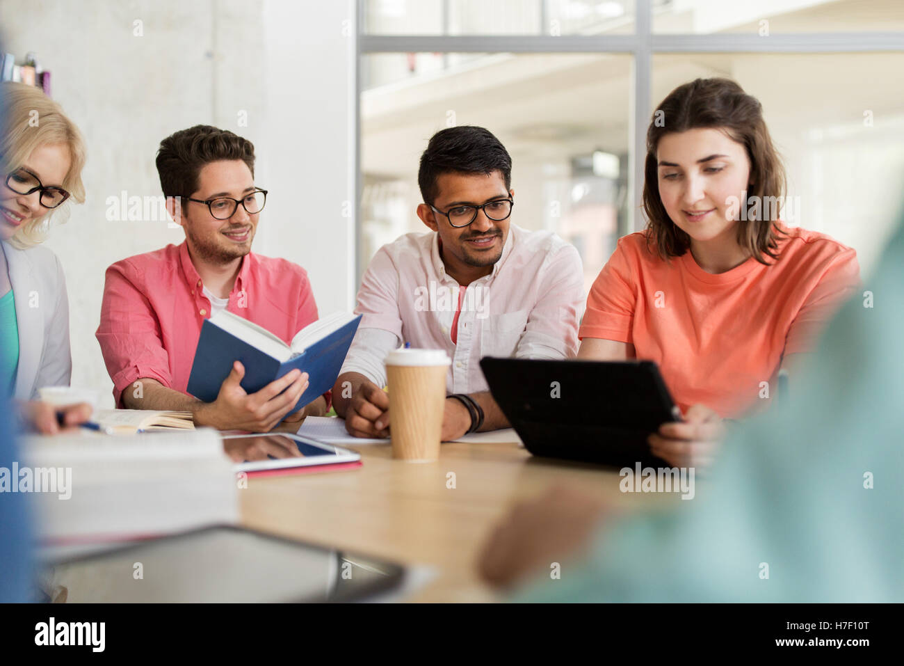 Group Of High School Students With Tablet Pc Stock Photo Alamy