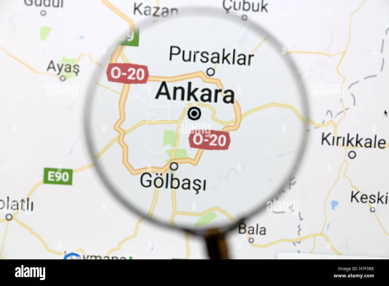 https www alamy com stock photo map of ankara on google maps under a magnifying glass 125107458 html
