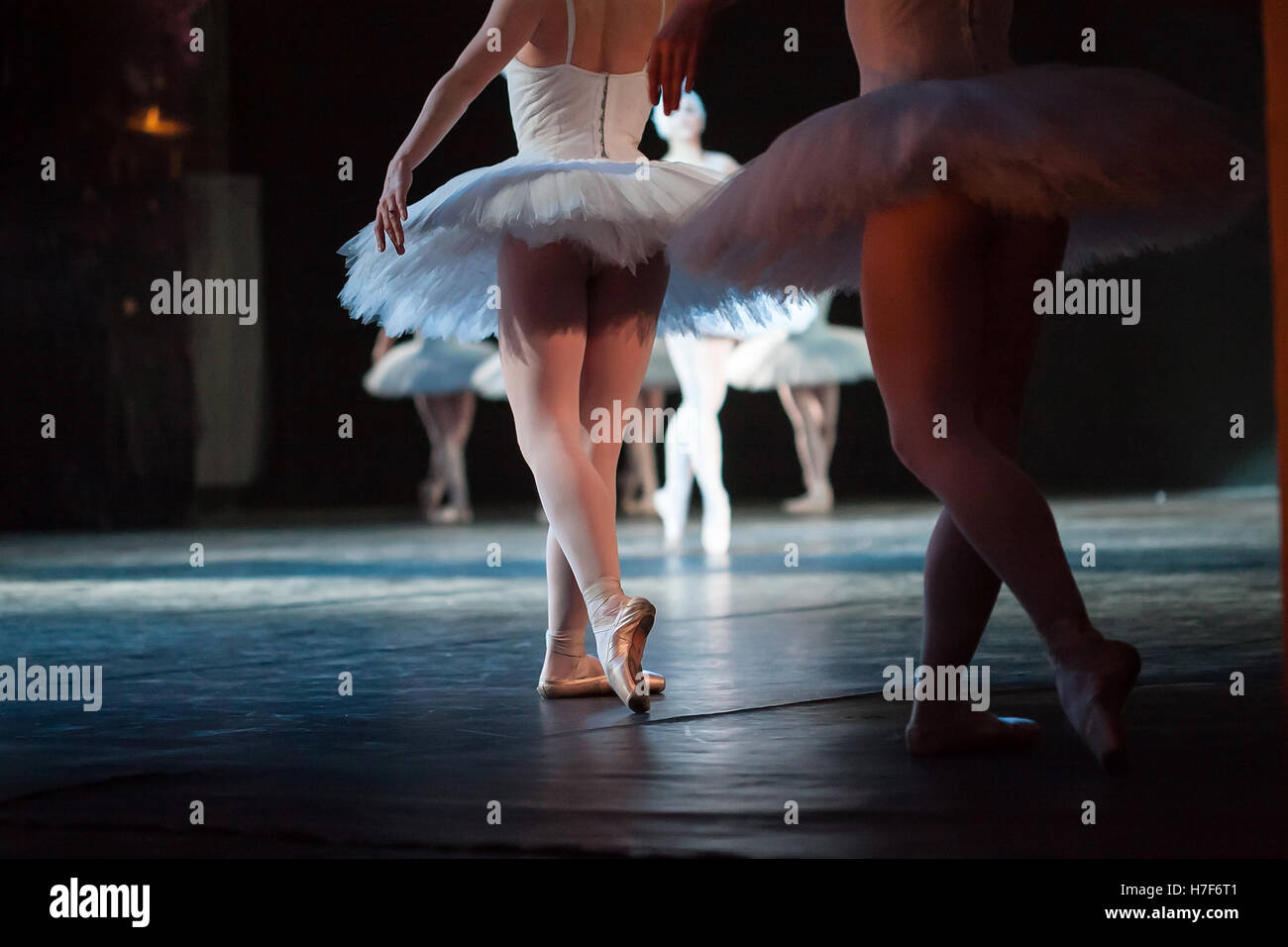 Ballerinas in the movement. Feet of ballerinas close up Stock Photo Alamy