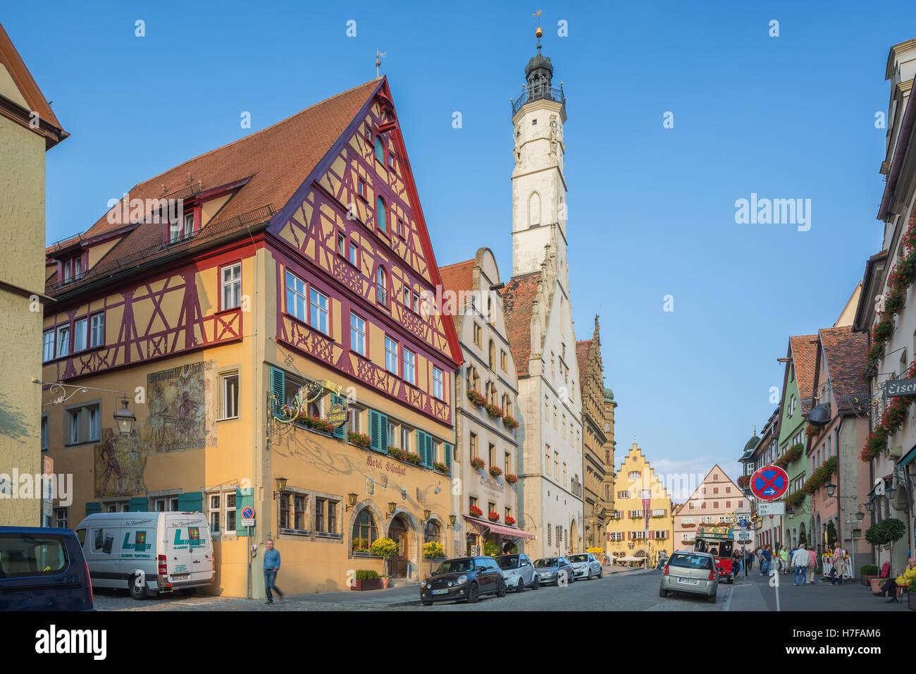 Busy town center of Rothenburg ob der Tauber Stock Photo Alamy
