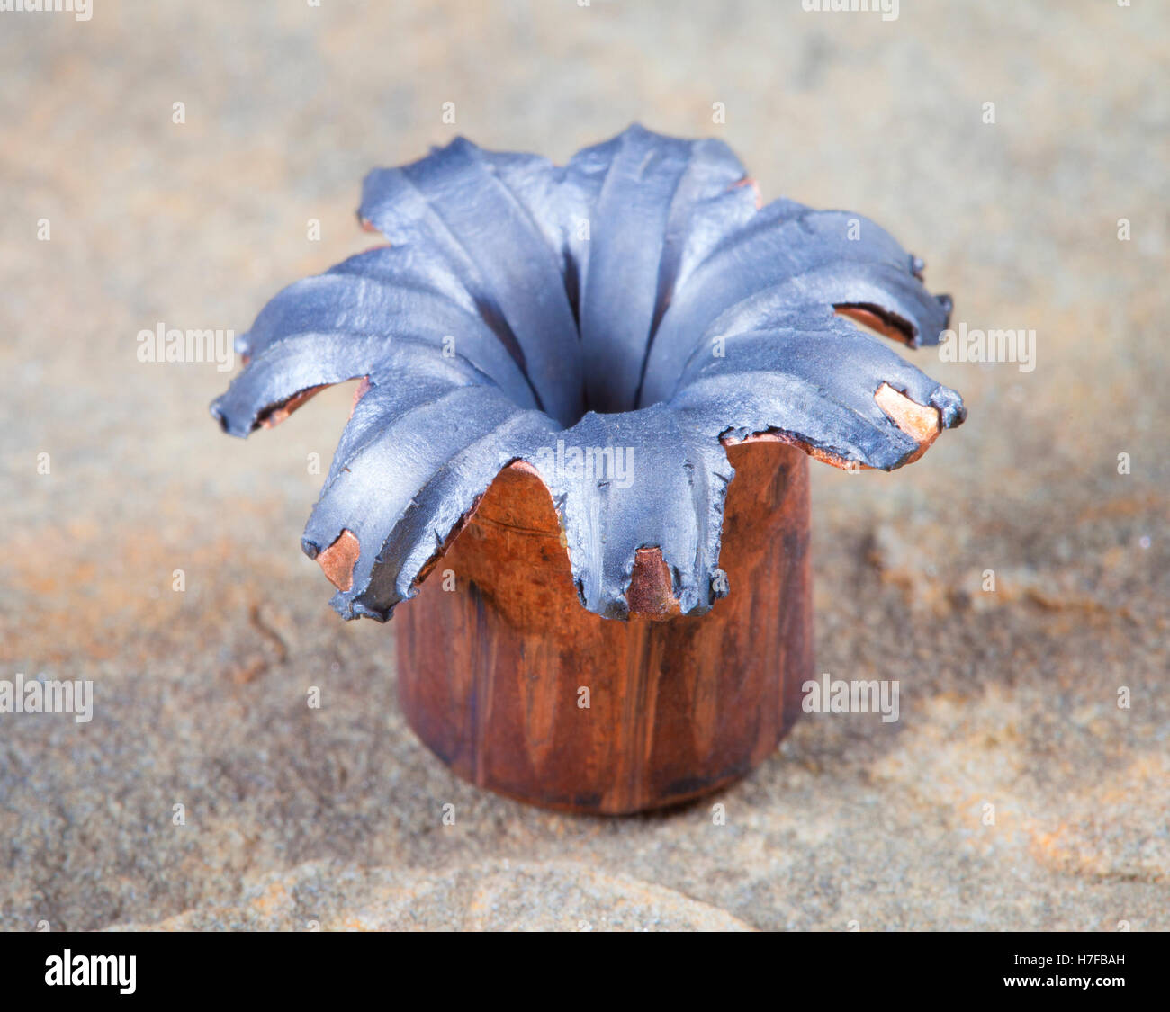 Hollow point bullet that has been fired and mushroomed after impact