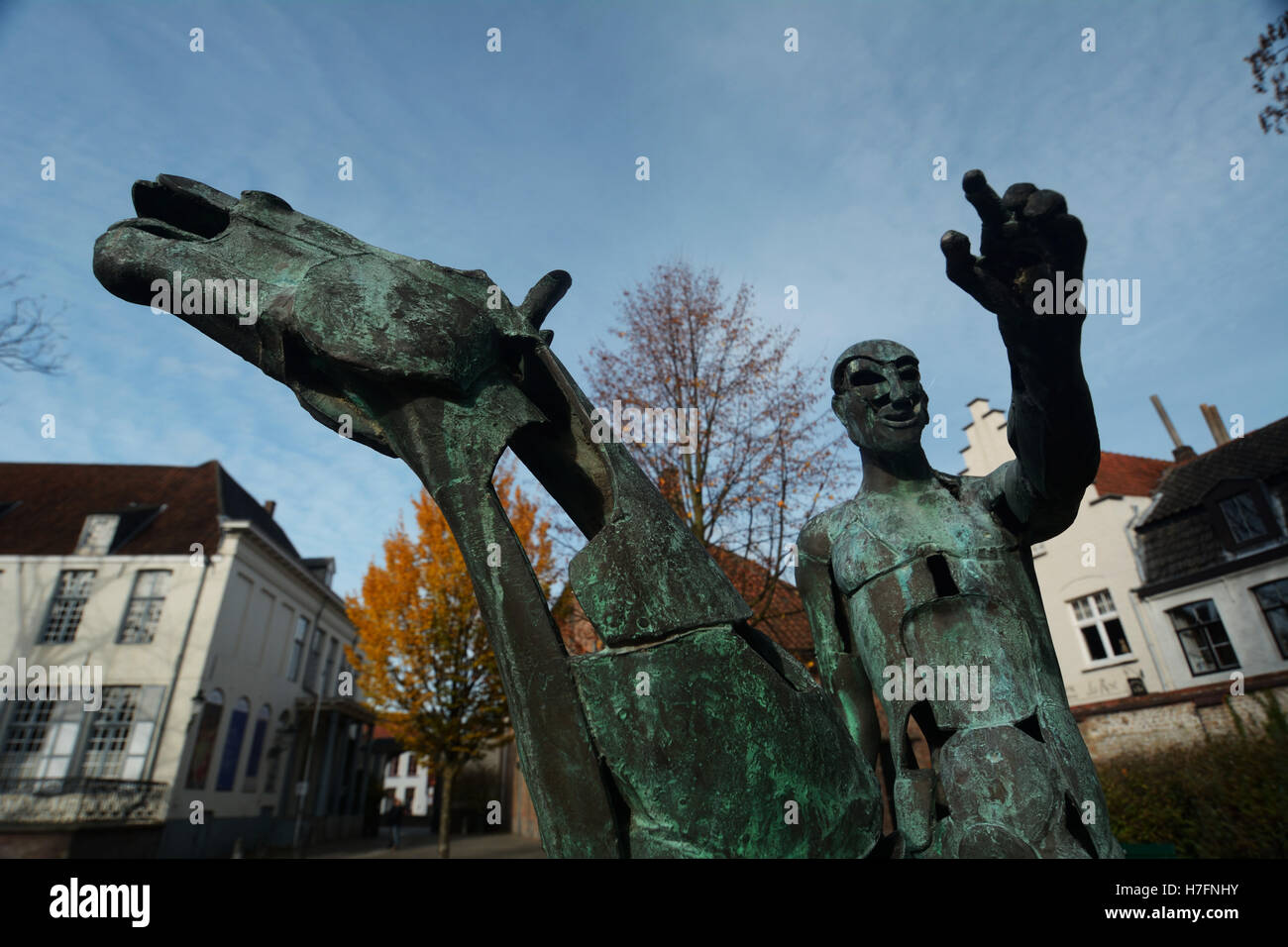 Belgium, Bruges (Brugge), The Four Horsemen of the Apocalypse, bronze  sculptures by Rik Poot Stock Photo - Alamy