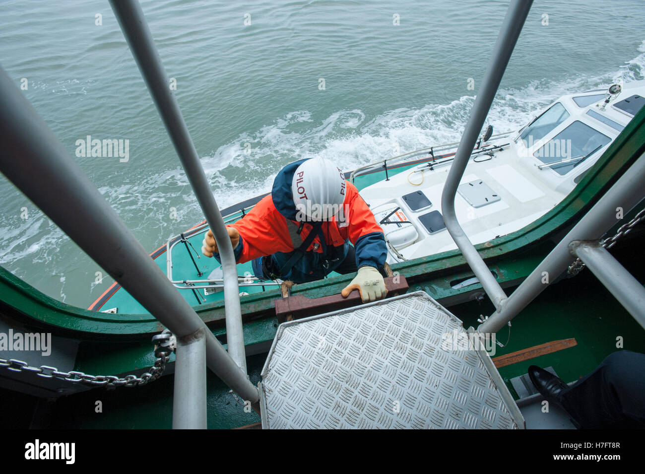 Harbour pilot on board a container ship Stock Photo Alamy