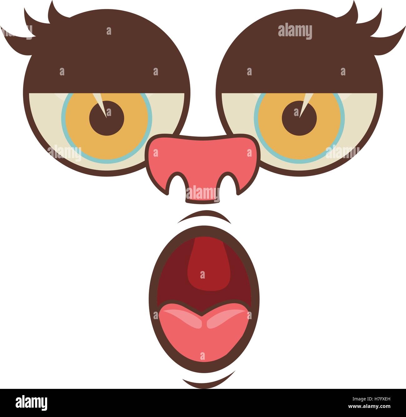 cartoon face with lazy expression over white background. colorful ...