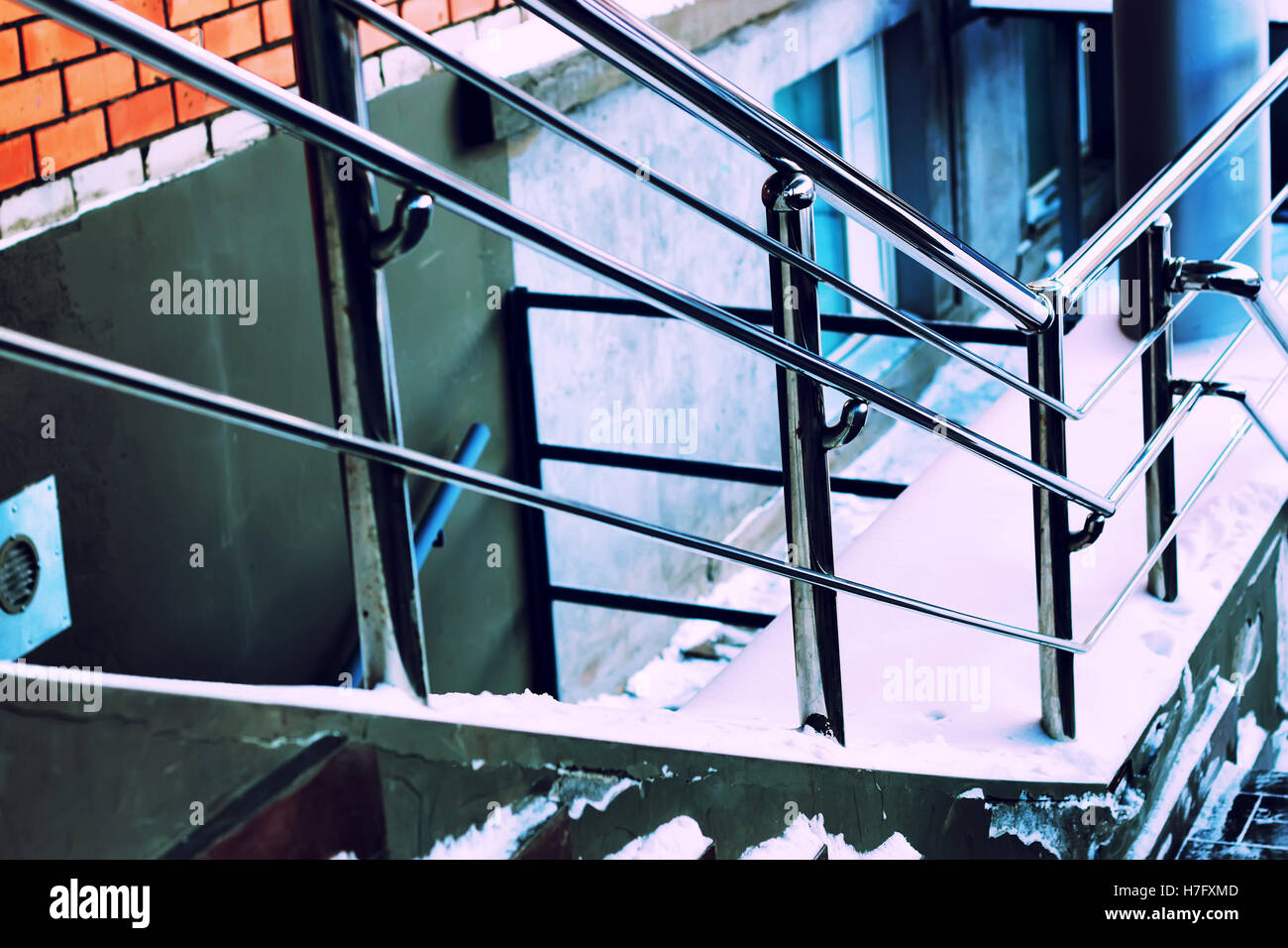 Silver Railing Texture metal silver railing and stairs Stock Photo - Alamy