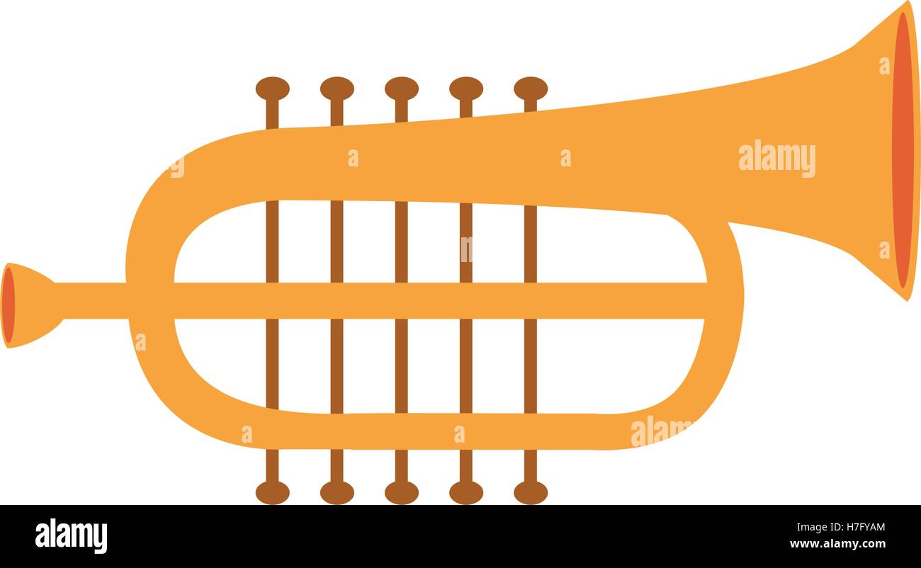 gold trumpet musical instrument icon over white background. vector ...