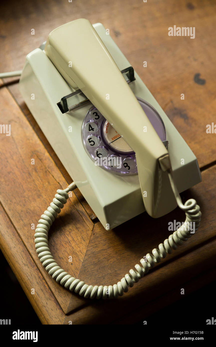Trimphone telephone designed in the 1960's and popular in the 60's and 70's in the UK. Stock Photo