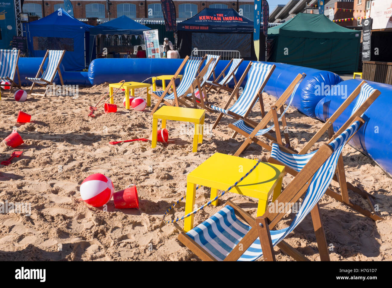 Beach rugby weekend festival at Gloucester docks in southern England Stock Photo