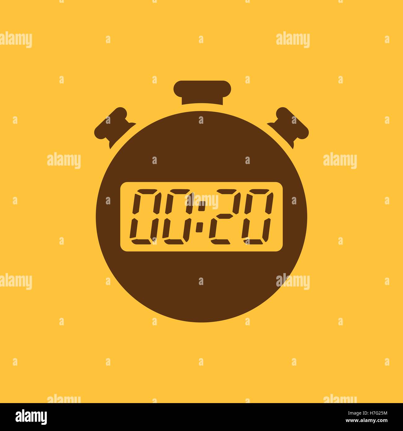 The 20 seconds, minutes stopwatch icon. Clock and watch, timer