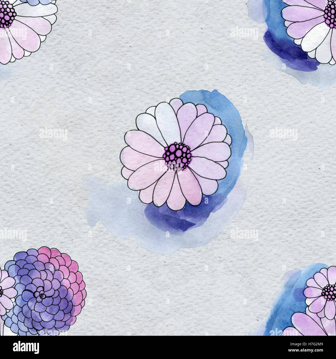 Seamless floral pattern with daisy flowers Stock Photo - Alamy