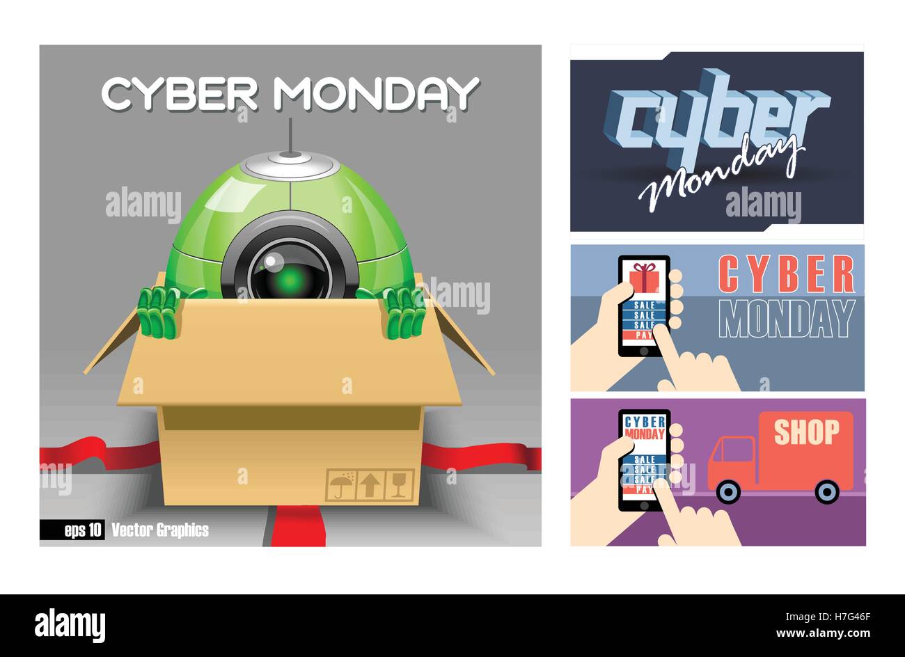 Digital Vector Cyber Monday Sale Banner Design With A Green 3d