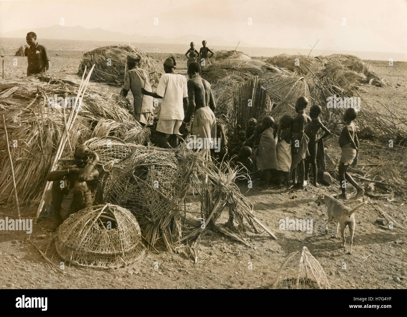 Dying tribe at El Molo village, Lake Rudolf, Kenya Stock Photo