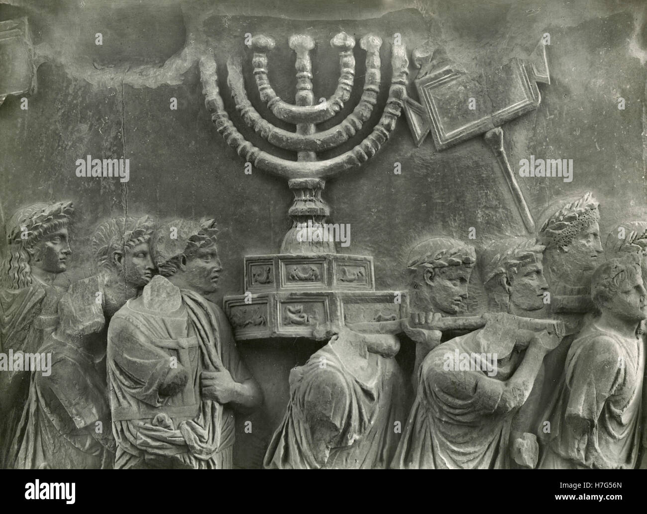 The Menorah on the Arch of Titus in Rome, Italy Stock Photo