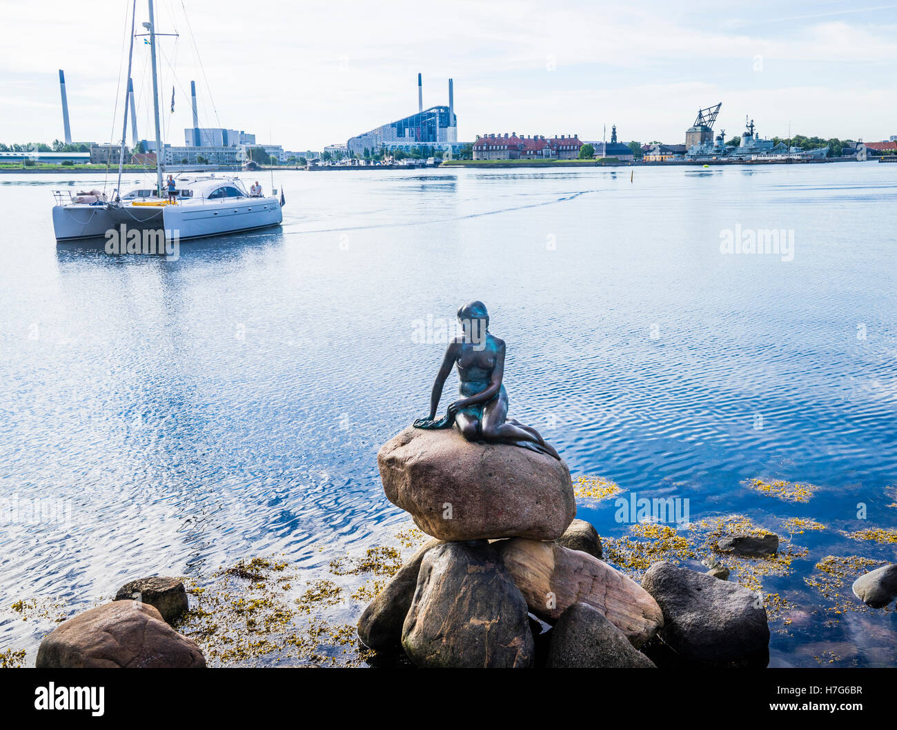 Denmark, Zealand, Copenhagen, The Little Mermaid bronce statue at Langelinie promenade Stock Photo