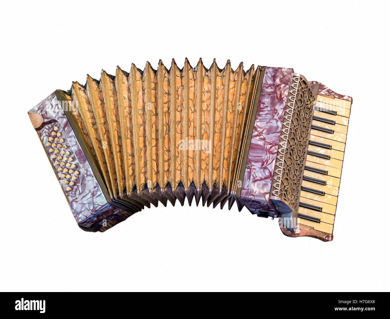Vintage accordion over white background Stock Photo