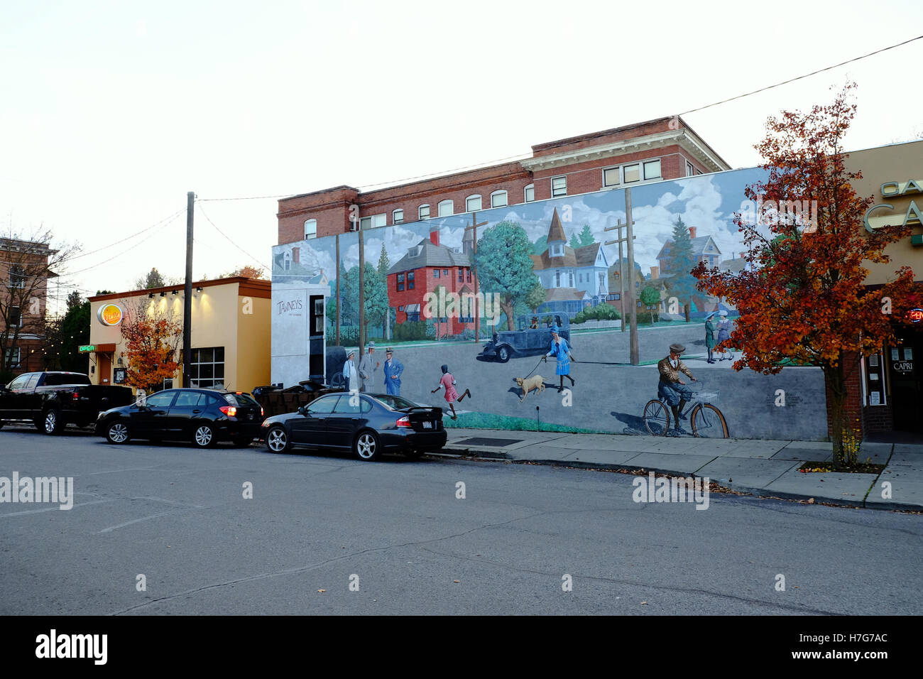Painting mural in Browns Edition, Spokane, washington, USA Stock Photo