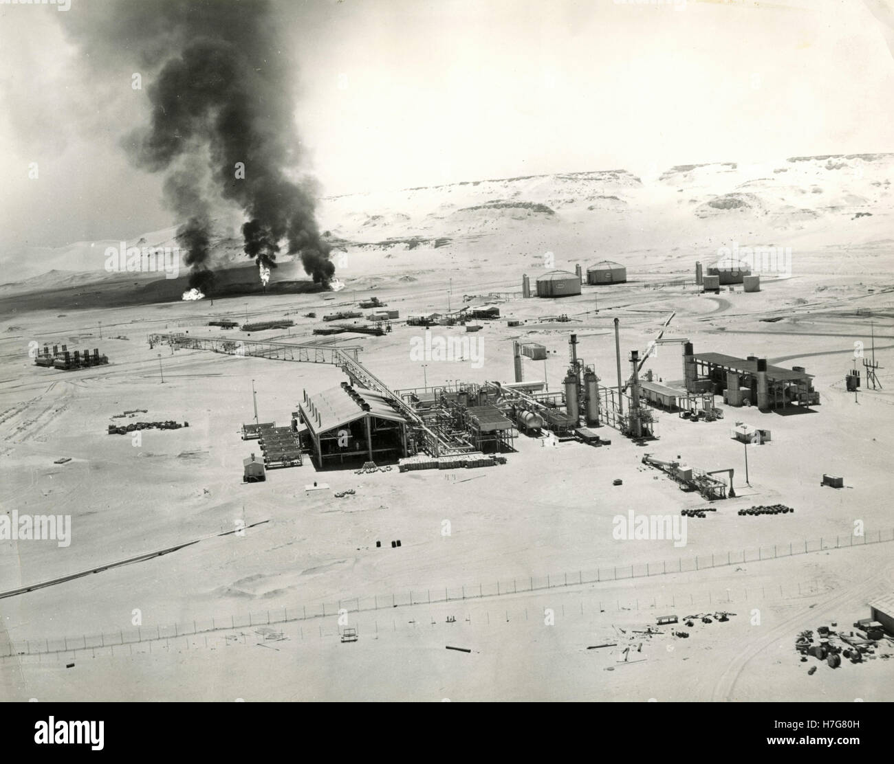 Gas compression plant of Zelten field, Libya Stock Photo