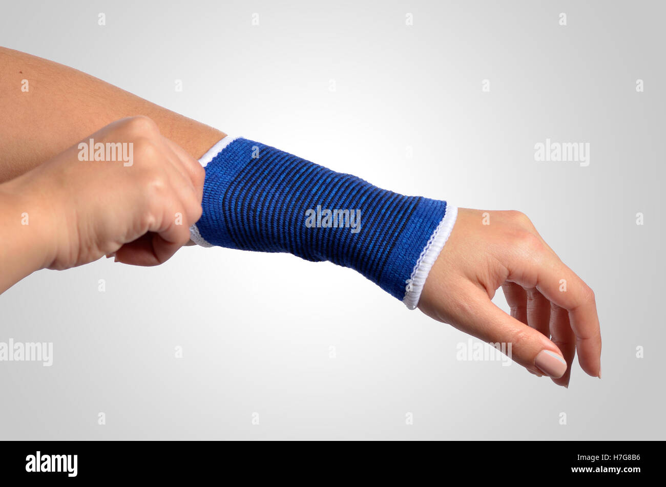 hand with a orthopedic wrist brace Stock Photo Alamy