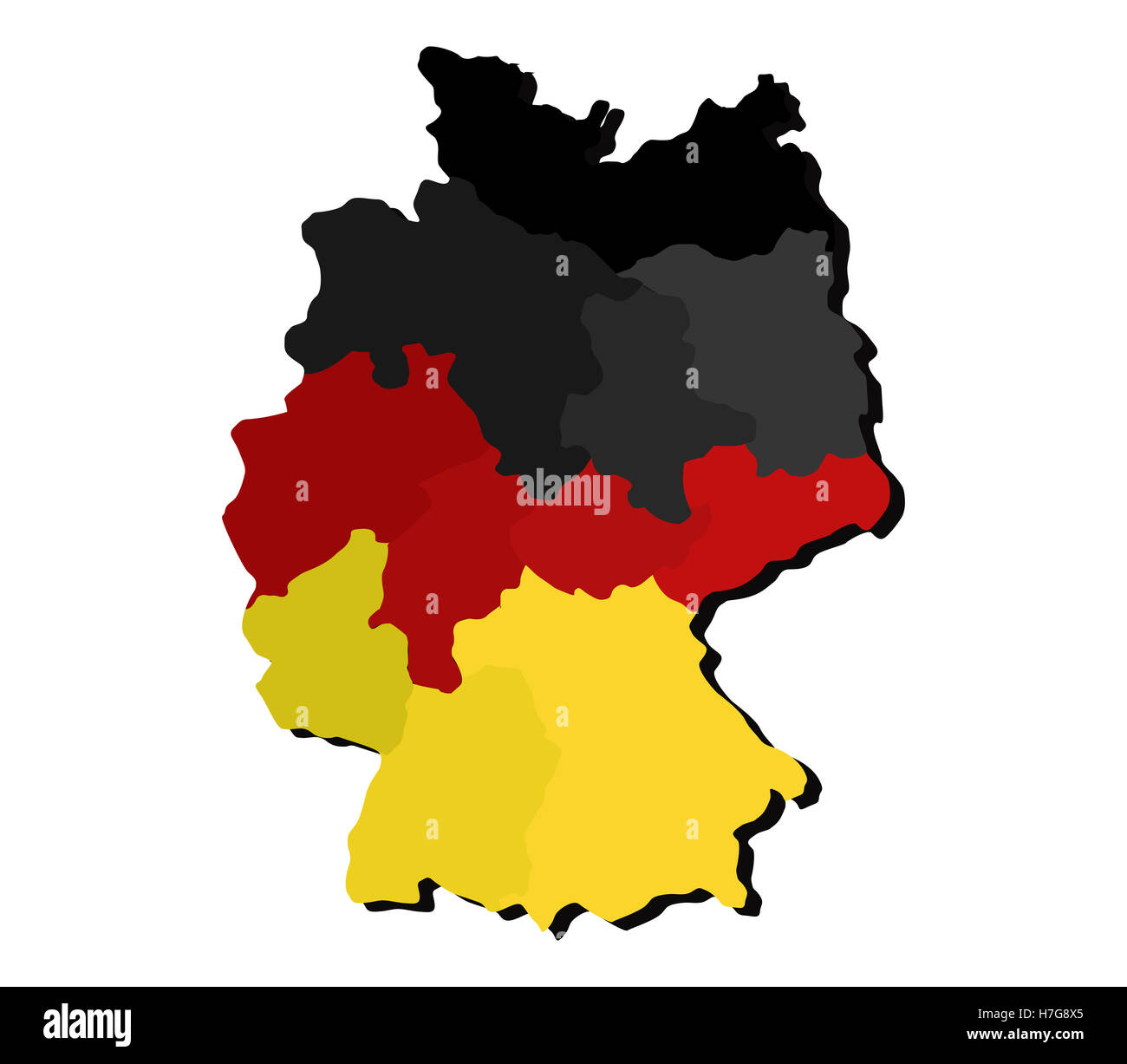 Germany map with regions and flag Stock Photo