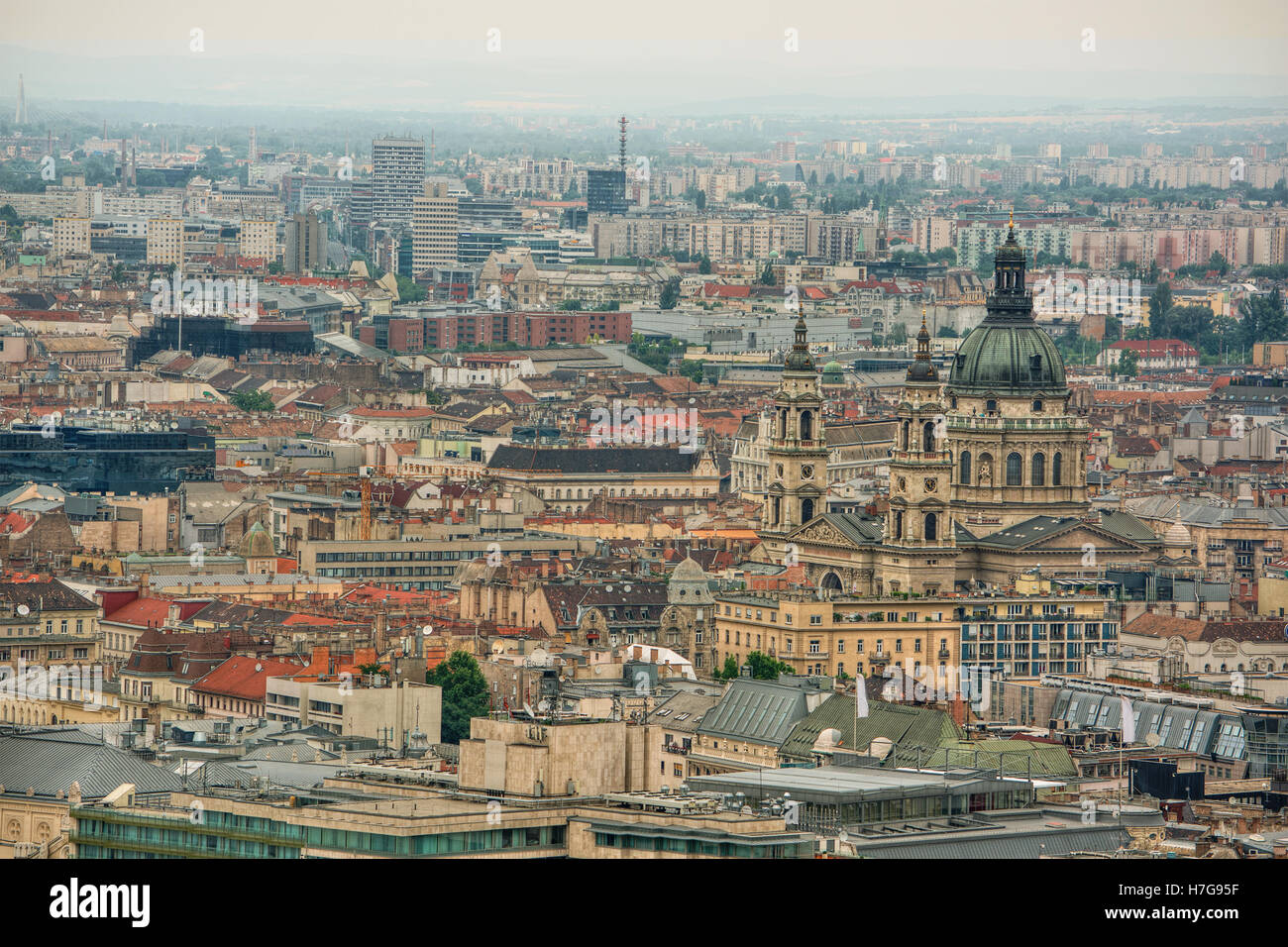 June 2016, cityscape of Budapest (Hungary) including St. Stephen's Basilica Stock Photo