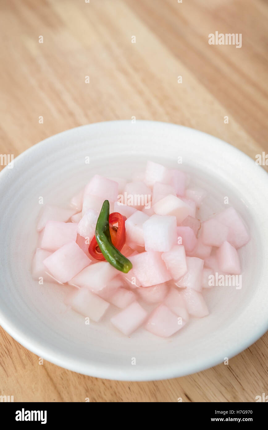 Korean appetizer Food Kimchi radish Stock Photo