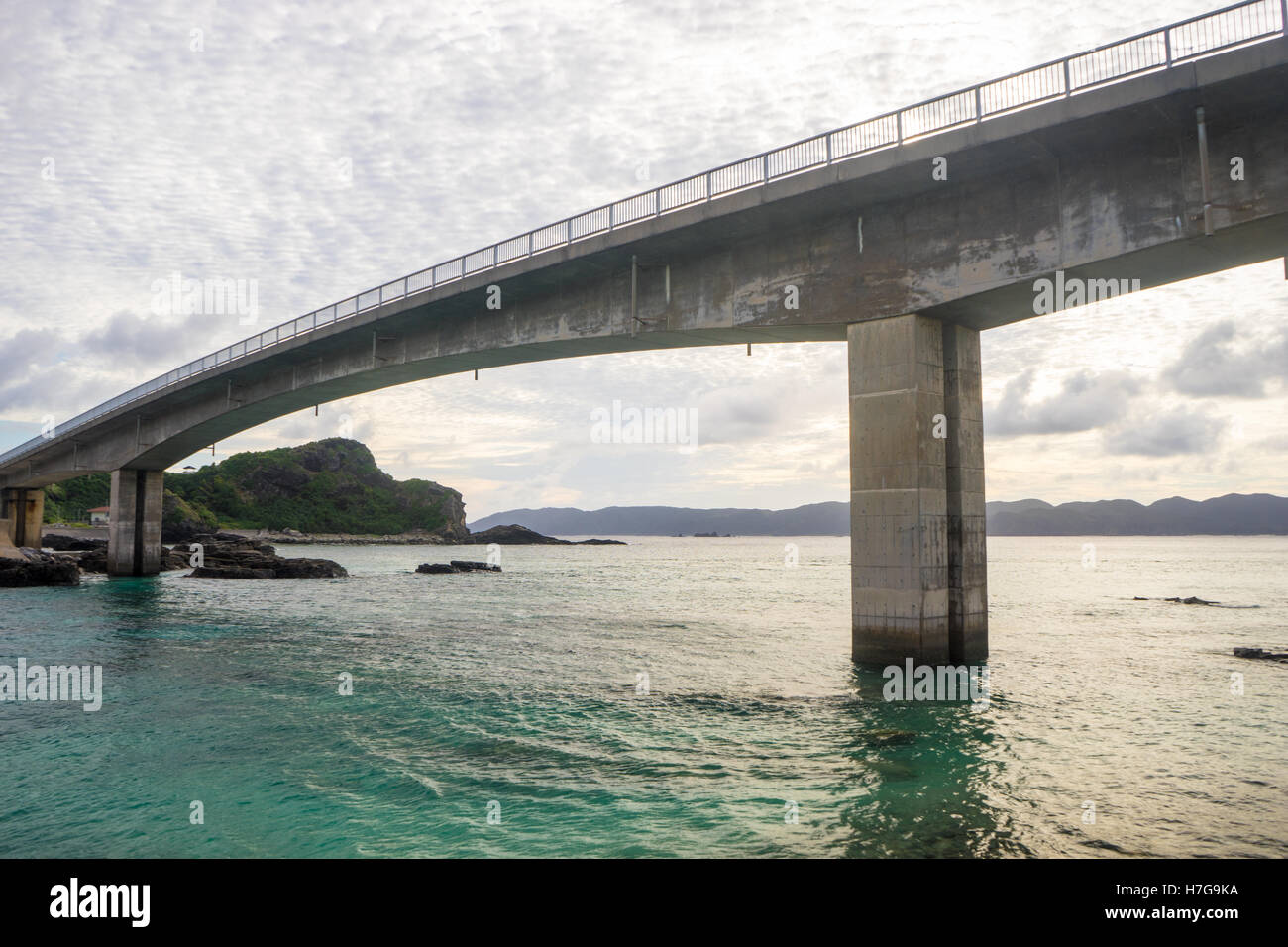 Bridge connecting zamami island and geruma island, Okinawa Islands, Japan Stock Photo