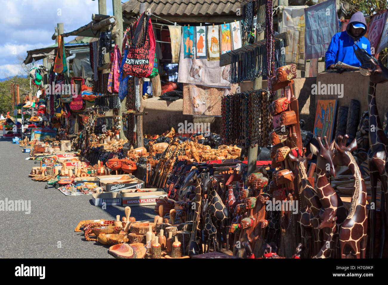 Traditional African market. Handicraft from South Africa. Market from