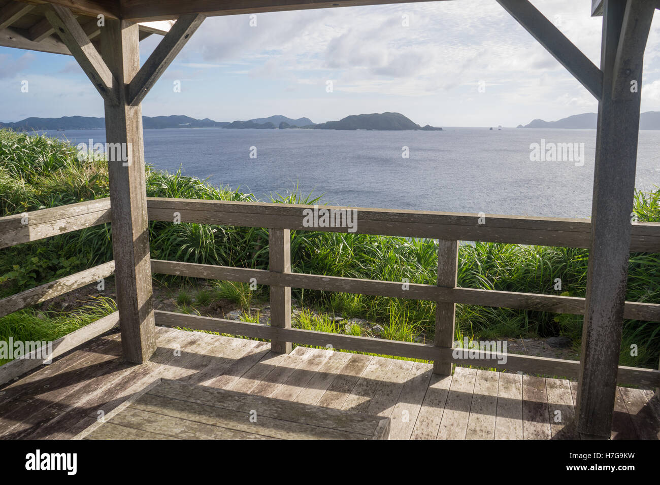 Wooden lookout point, Geruma, Okinawa Islands Stock Photo
