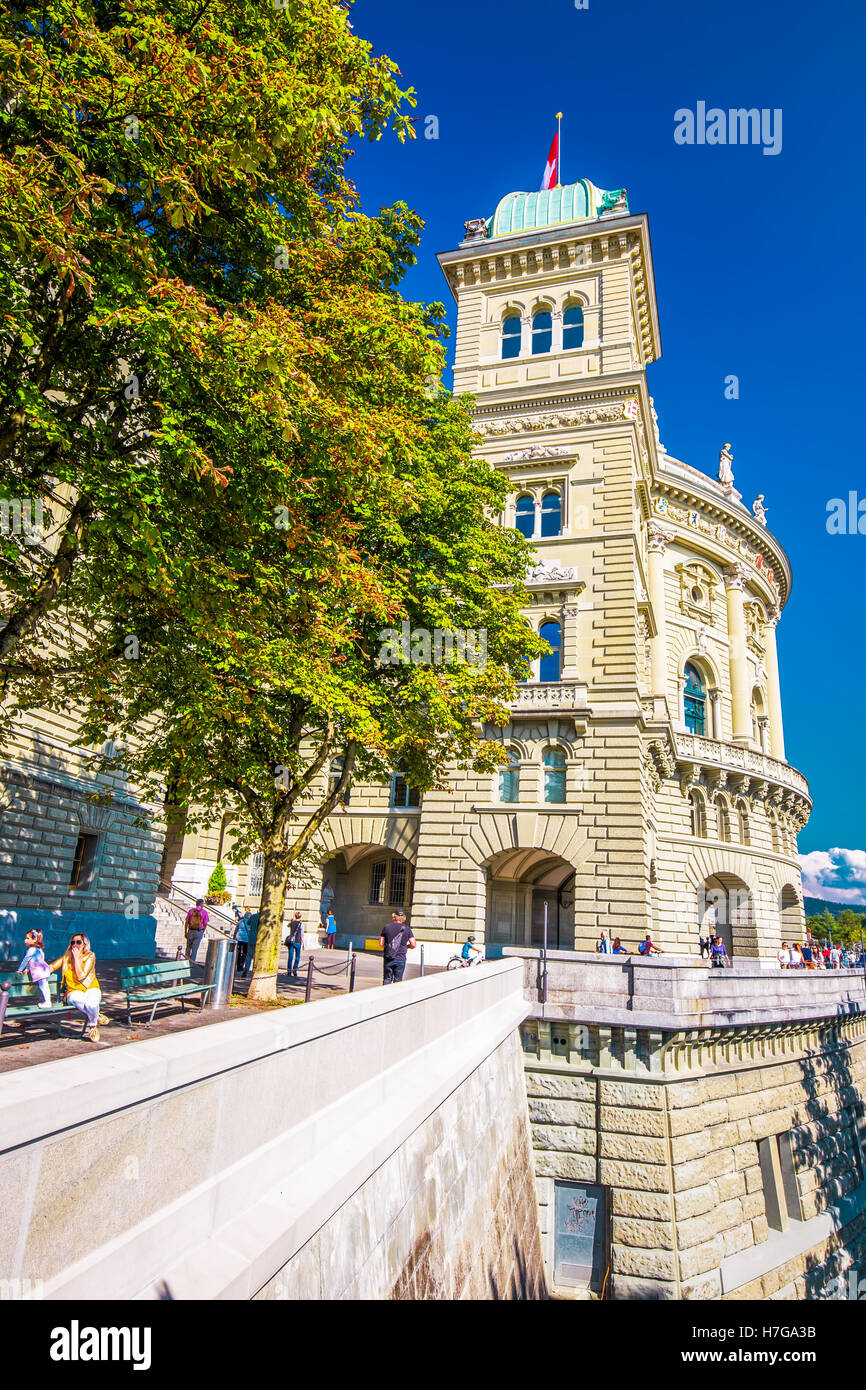 The Federal Palace of Switzerland in Bern. Bern is capital of Switzerland and fourth mo Stock Photo
