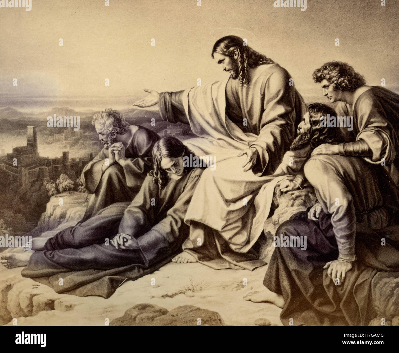 Christ predicting the destruction of Jerusalem, painting Stock Photo
