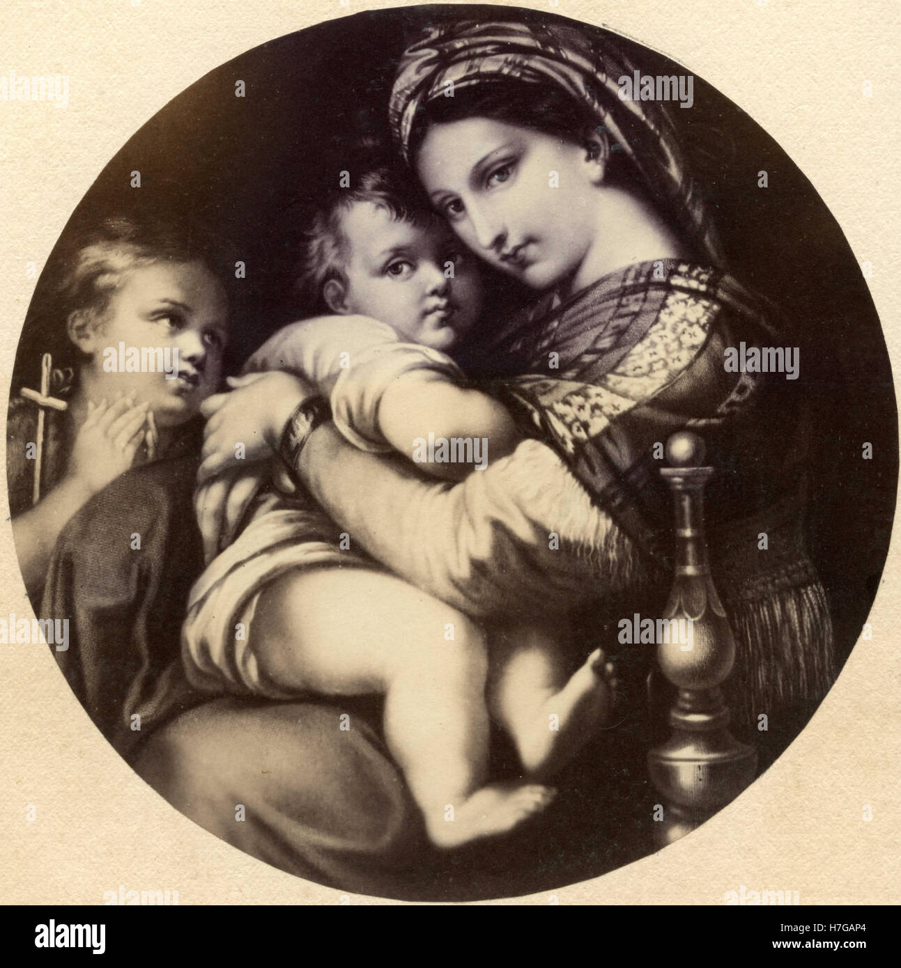 Madonna with baby Jesus and St. John, painting by Raphael Stock Photo