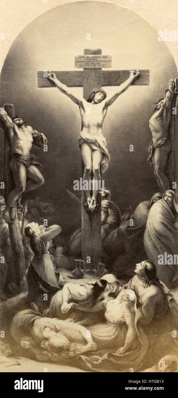 Jesus Christ on the cross, print Stock Photo