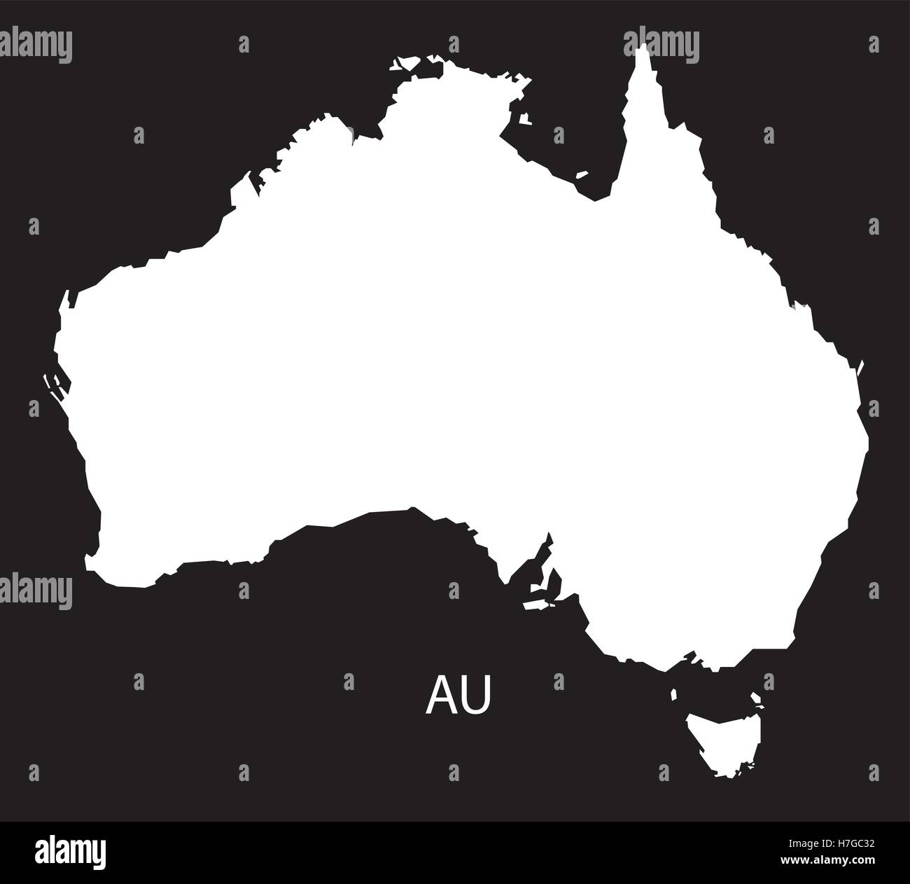 Australia Map black white Stock Vector