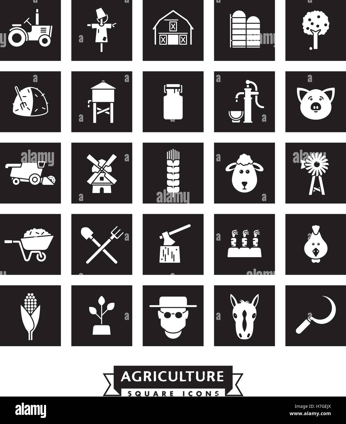 Farming and agriculture vector square icons collection Stock Vector ...