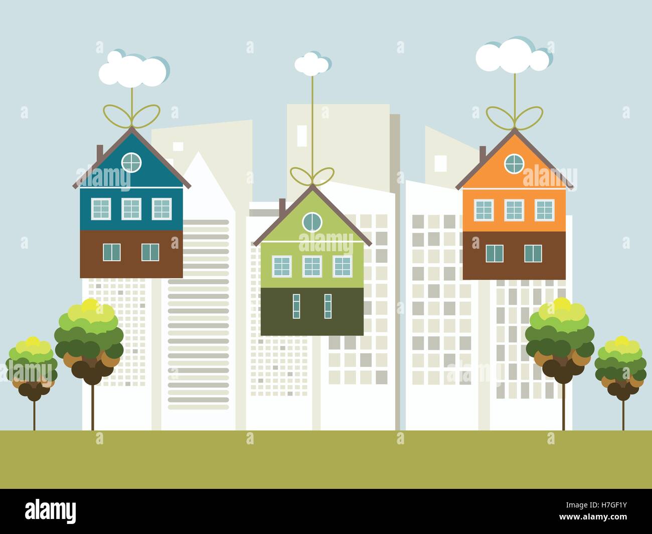 Colorful Houses, Real Estate Concept. Gifts And Promotions Stock Vector