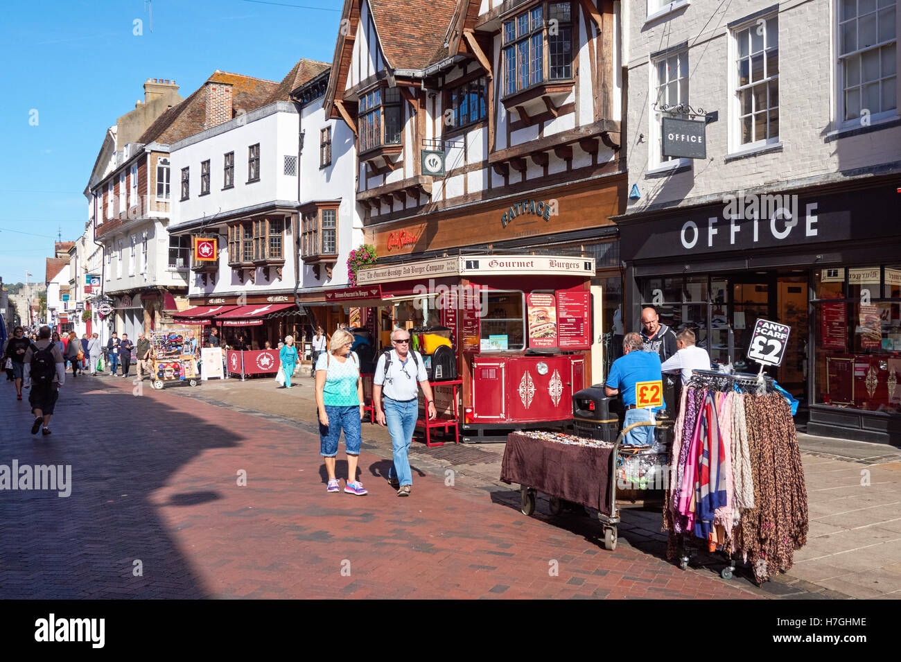 Shoppers on High Street in Canterbury Kent England United Kingdom UK Stock Photo