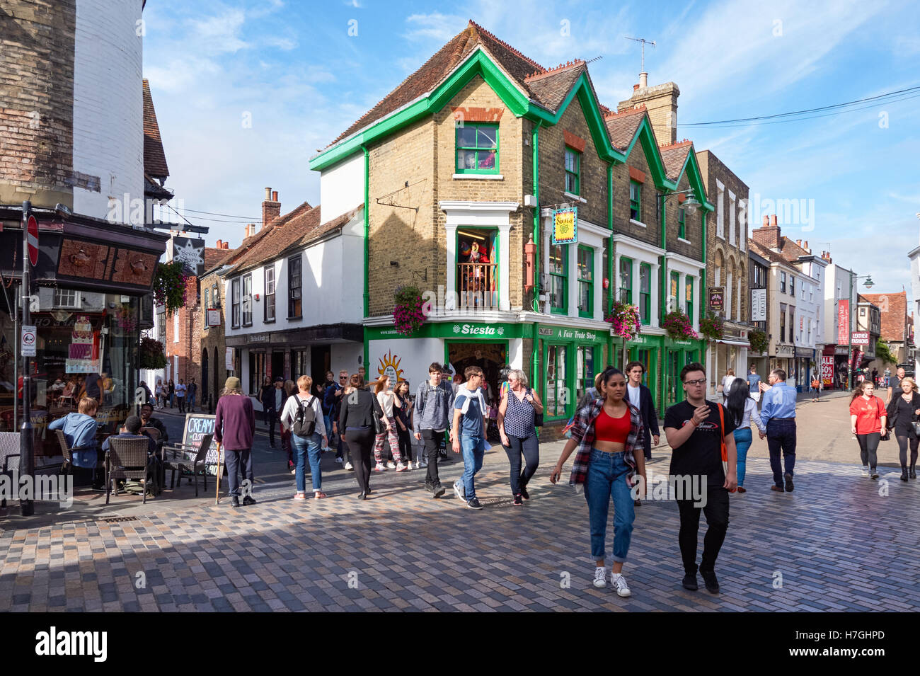 Shoppers on Sun Street in Canterbury Kent England United Kingdom UK Stock Photo