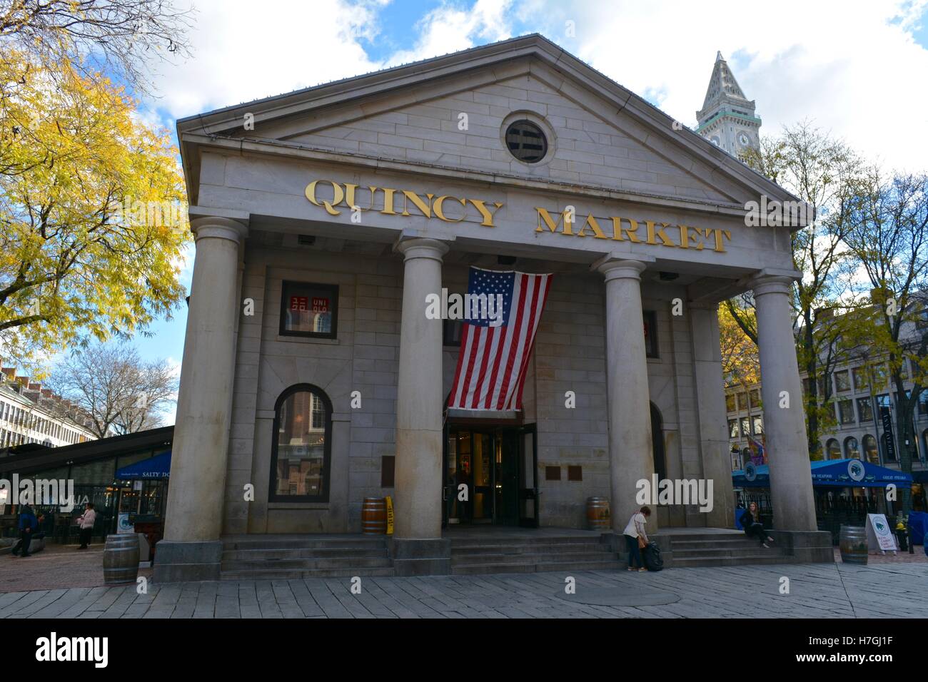 Quincy Market in Downtown Boston along the iconic Freedom Trail. Stock Photo