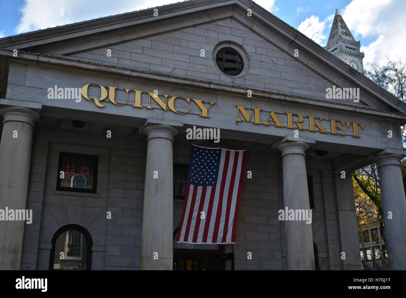 Quincy Market in Downtown Boston along the iconic Freedom Trail. Stock Photo