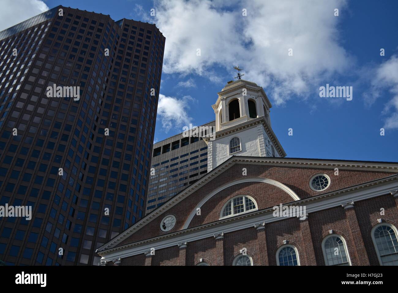 Faneuil Hall market along side Quincy Market and the Freedom Trail in downtown Boston, Massachusetts. Stock Photo
