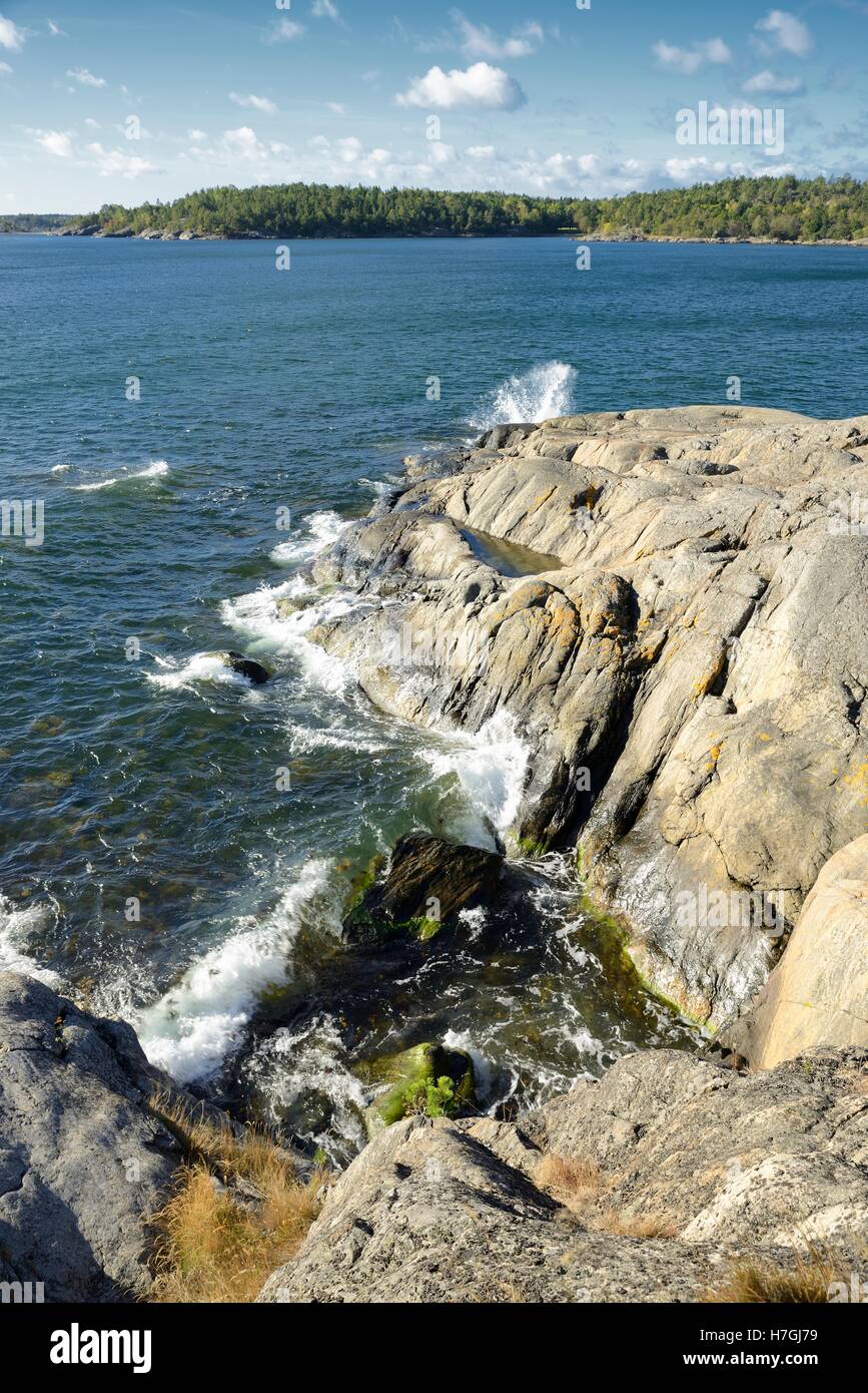 Waves Crashing on Rocks Stock Photo