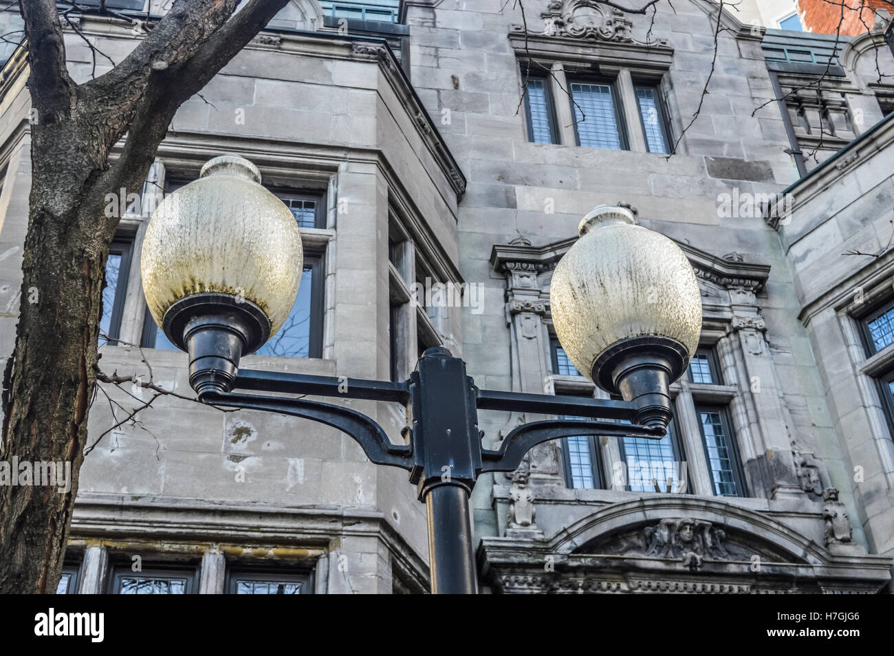 Lamp post in the old city, Montreal Stock Photo