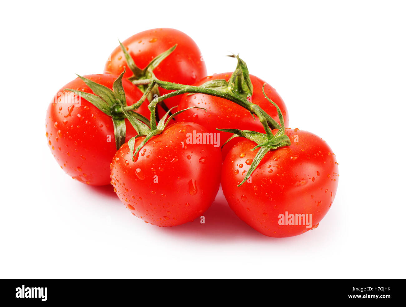 Ripe fresh cherry tomatoes on branch isolated on white background Stock ...