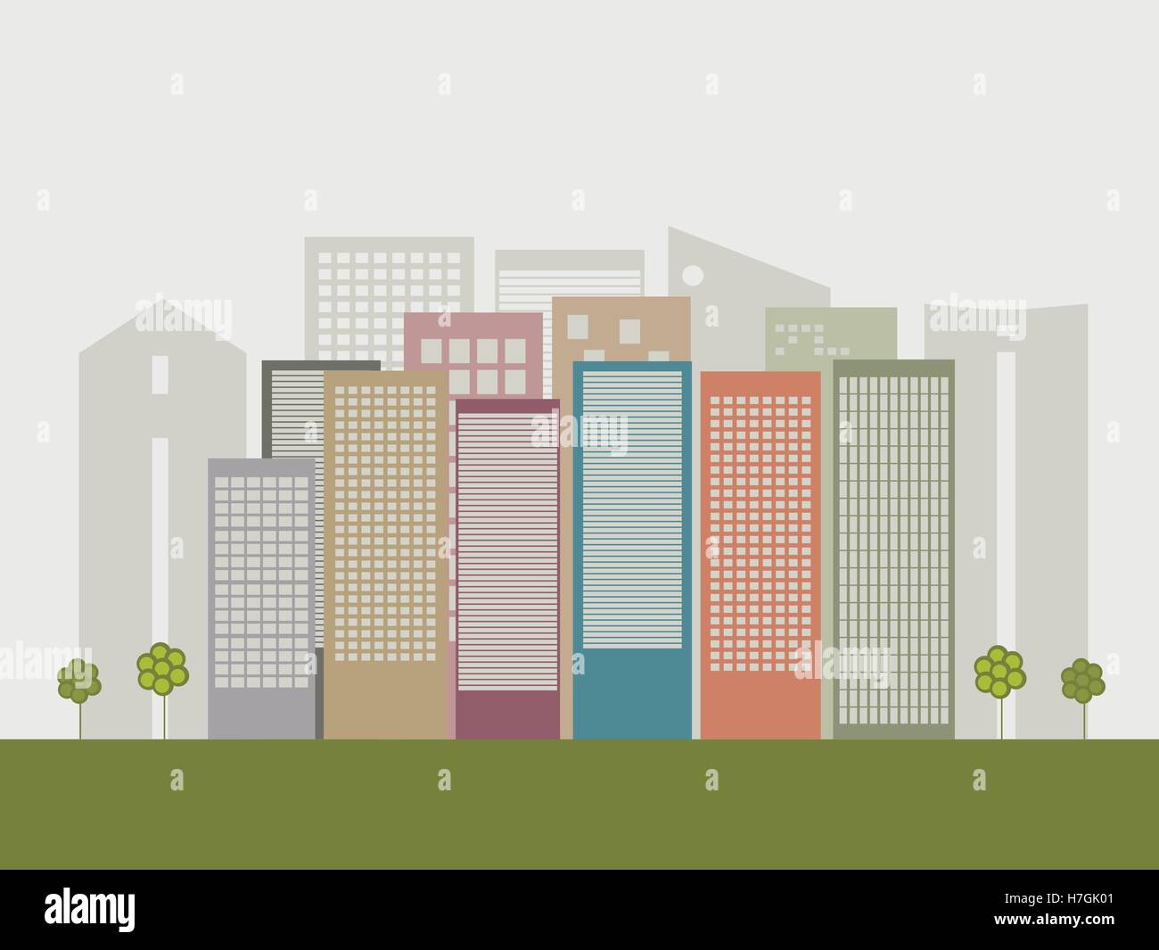 Modern Business City Concept With Colorful Abstract Skylines Stock Vector
