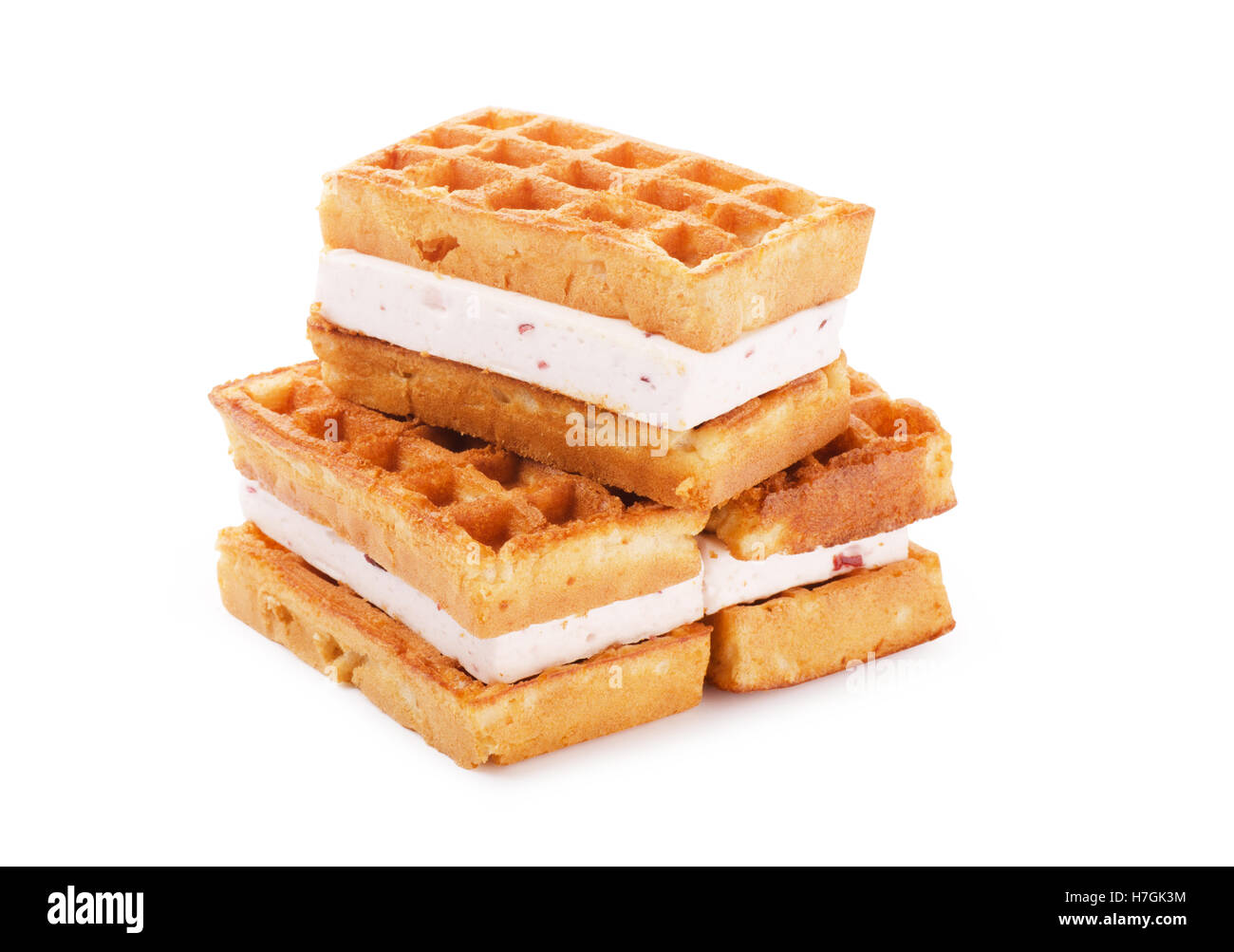 Stack of sweet Viennese wafers isolated on a white background Stock Photo
