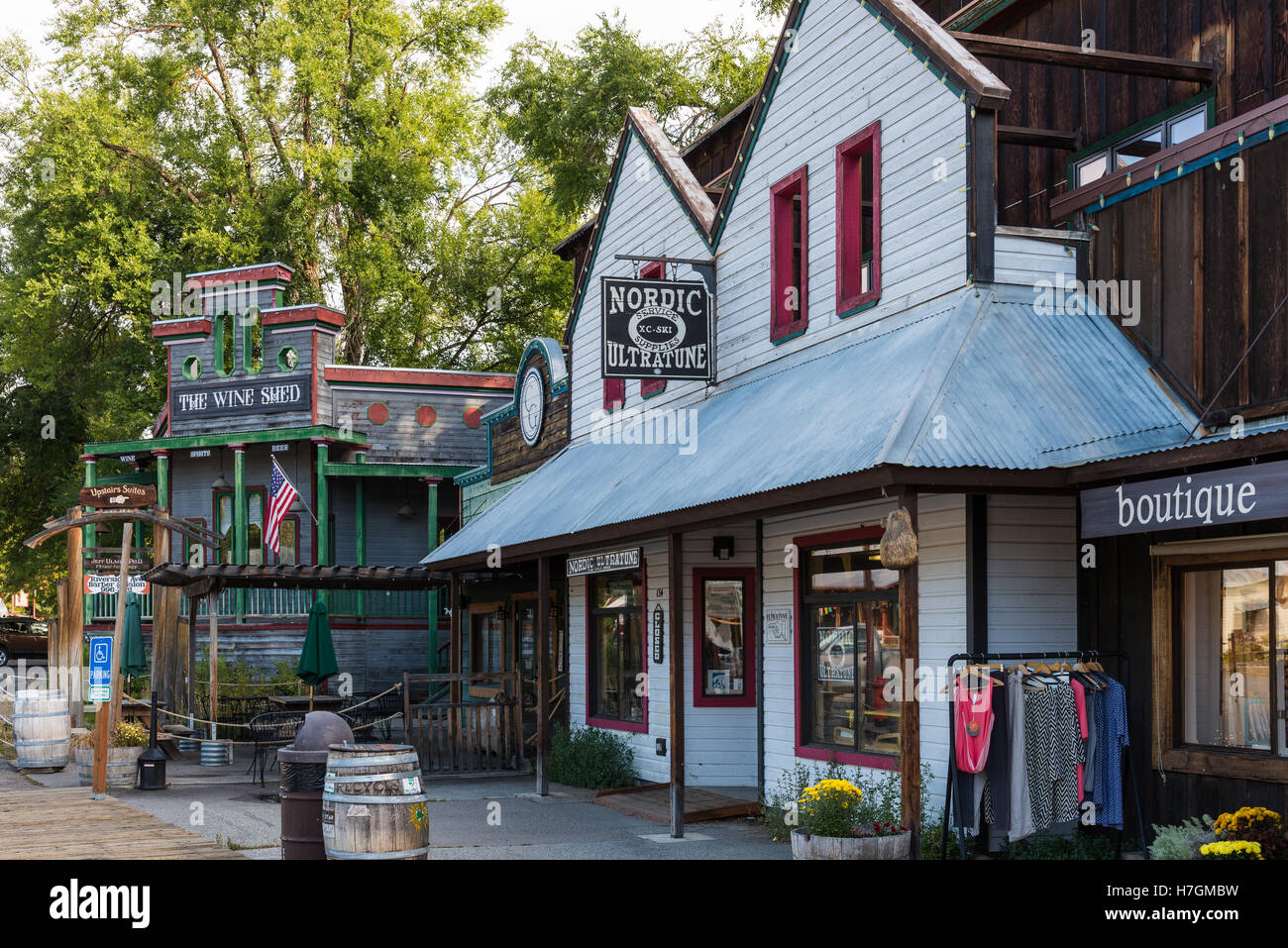 Boutique store at a traditional western town Winthrop, Washington, USA. Stock Photo