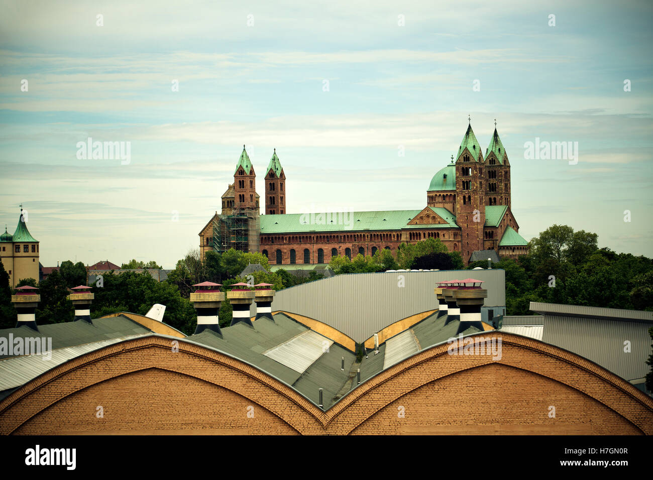 View of the Cathedral in Speyer Germny Europe in early summer Stock Photo
