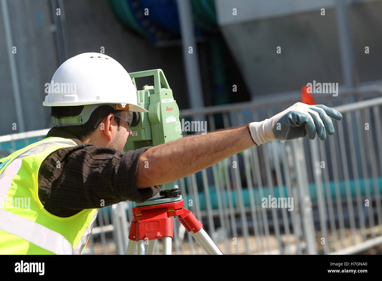 surveyor at waste water plant Stock Photo