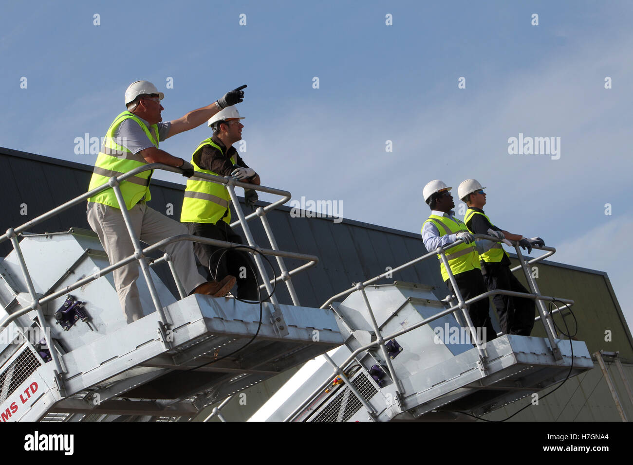 waste water workers at sewage plant Stock Photo